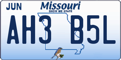 MO license plate AH3B5L