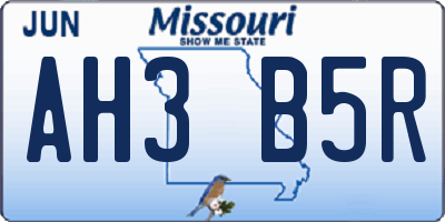 MO license plate AH3B5R