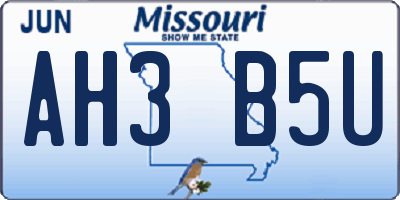 MO license plate AH3B5U