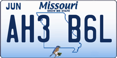 MO license plate AH3B6L