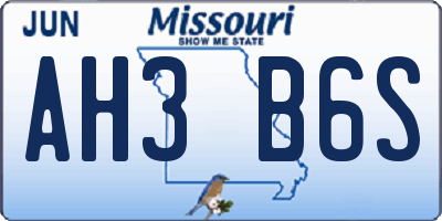 MO license plate AH3B6S