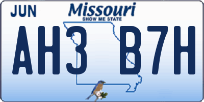 MO license plate AH3B7H