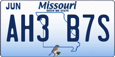 MO license plate AH3B7S