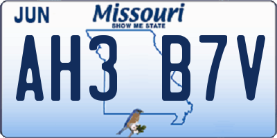 MO license plate AH3B7V