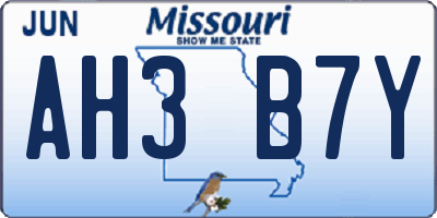 MO license plate AH3B7Y