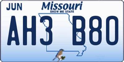 MO license plate AH3B8O