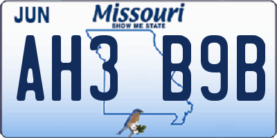 MO license plate AH3B9B