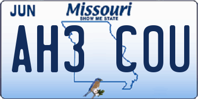 MO license plate AH3C0U