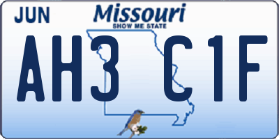 MO license plate AH3C1F