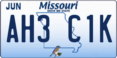 MO license plate AH3C1K