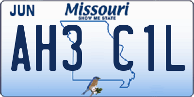 MO license plate AH3C1L