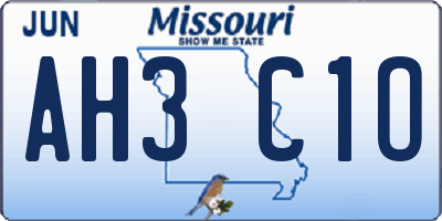 MO license plate AH3C1O