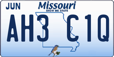 MO license plate AH3C1Q