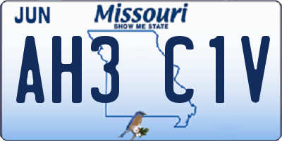 MO license plate AH3C1V