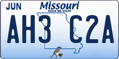 MO license plate AH3C2A