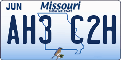 MO license plate AH3C2H