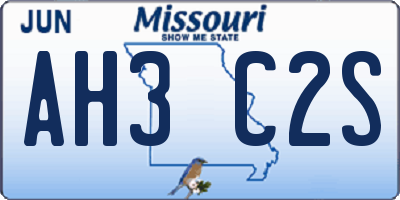 MO license plate AH3C2S
