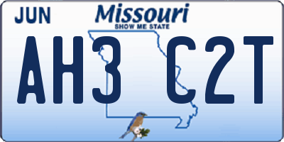 MO license plate AH3C2T