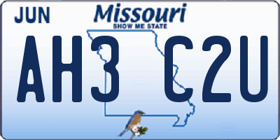 MO license plate AH3C2U