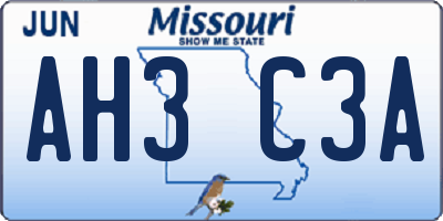 MO license plate AH3C3A