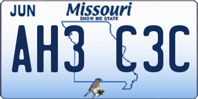 MO license plate AH3C3C