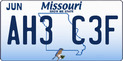 MO license plate AH3C3F