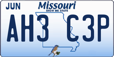 MO license plate AH3C3P