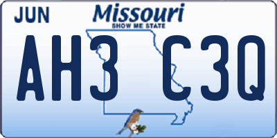 MO license plate AH3C3Q