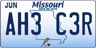 MO license plate AH3C3R