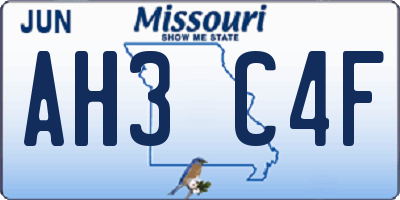 MO license plate AH3C4F