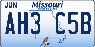 MO license plate AH3C5B