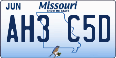 MO license plate AH3C5D