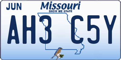MO license plate AH3C5Y