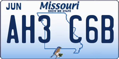 MO license plate AH3C6B