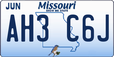 MO license plate AH3C6J