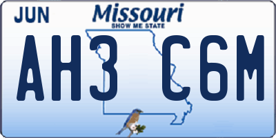 MO license plate AH3C6M