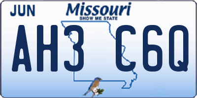 MO license plate AH3C6Q