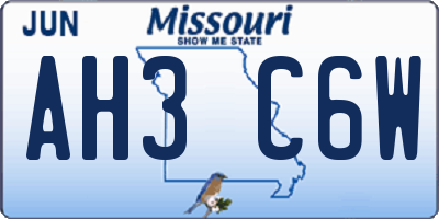 MO license plate AH3C6W