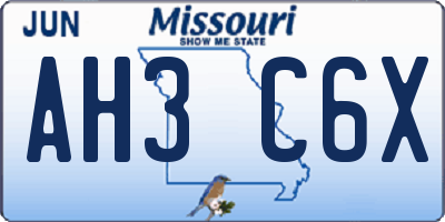 MO license plate AH3C6X