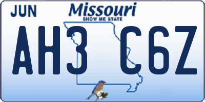 MO license plate AH3C6Z
