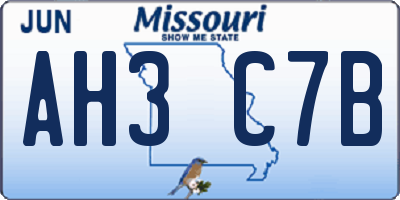 MO license plate AH3C7B