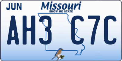 MO license plate AH3C7C