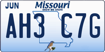 MO license plate AH3C7G