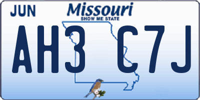 MO license plate AH3C7J