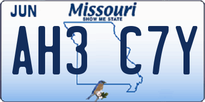 MO license plate AH3C7Y