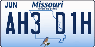 MO license plate AH3D1H