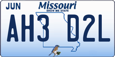 MO license plate AH3D2L