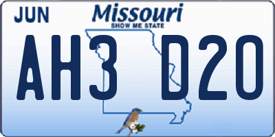 MO license plate AH3D2O