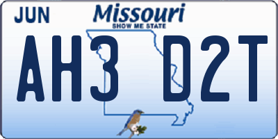 MO license plate AH3D2T