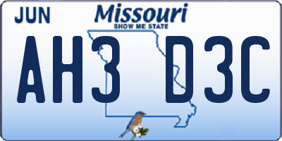 MO license plate AH3D3C